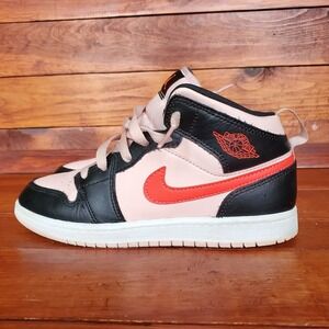 Nike Air Jordan 1 Mid Basketball Shoes Kids 3Y Pink Infrared Atomosphere